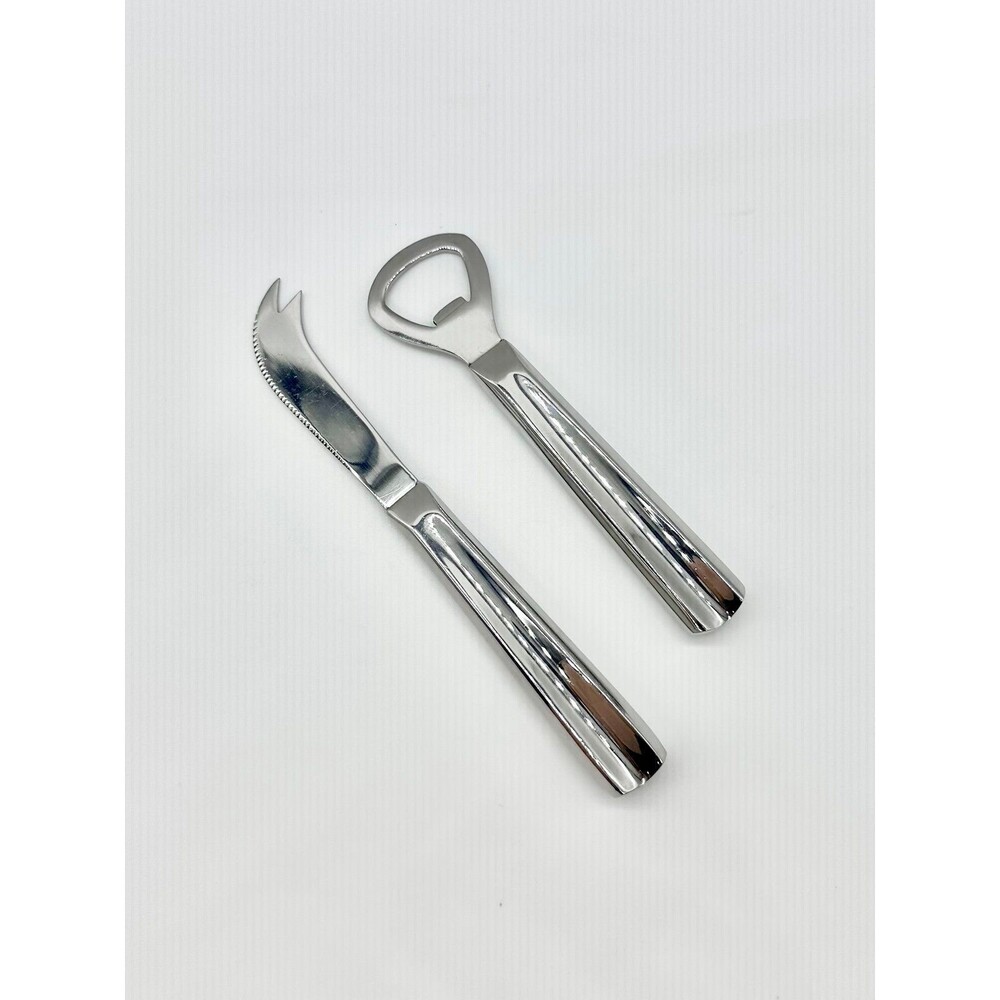 Silver Metal Heavy Cheese Knife & Wine Bottle Opener